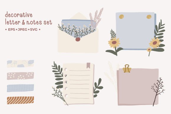 A Set of Cute Decorative Letter and Notes