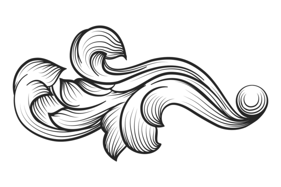 Decorative Floral Branch in Retro Orname: A Timeless Design Element for Modern Projects