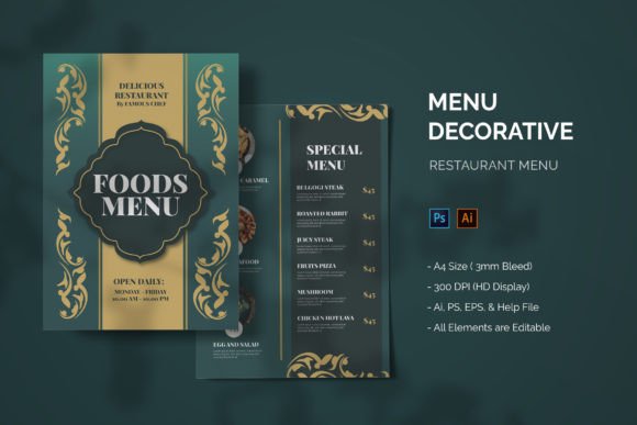 Decorative Food Menu Design for Modern Businesses