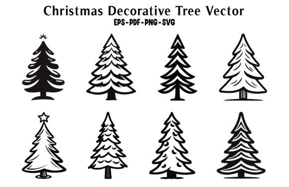 Enhance Your Designs with a Decorative Christmas Tree Silhouette Set
