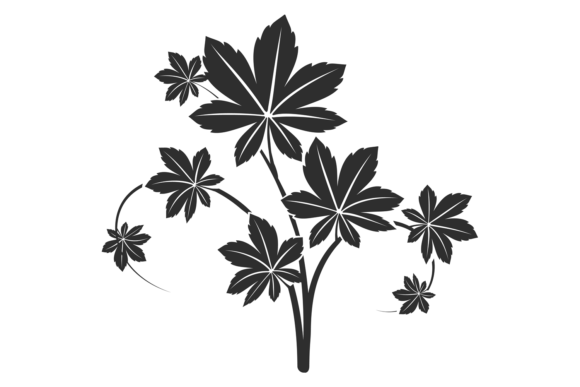 Floral Branch Black Icon. Decorative Bot