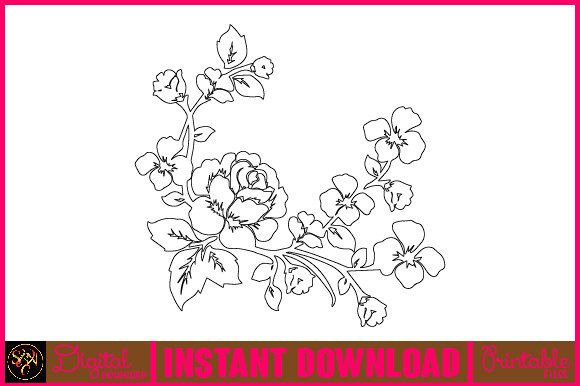 Floral Line Art Flower SVG Elements 48