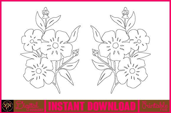 Floral Line Art Flower SVG Elements-9: A Versatile Resource for Designers and Creators