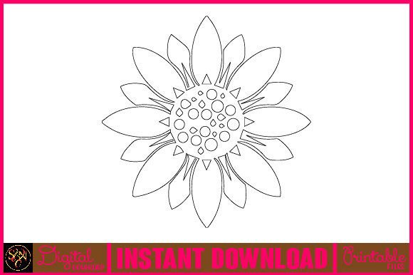 Handcrafted Elegance: Sunflower Line Art Flower SVG Elements 4 for Creative Projects