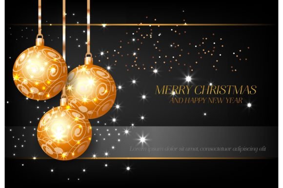 Merry Christmas with Golden Decorative B