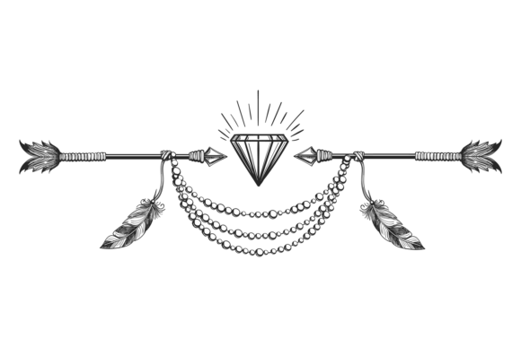 Tribal Decorative Divider: Ethnic Arrows for Creative and Commercial Use