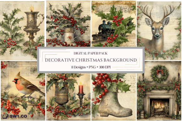 Vintage Decorative Christmas Backgrounds: A Timeless Addition to Holiday Projects