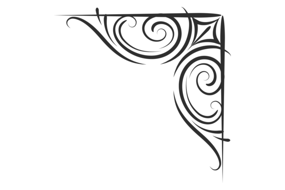 Vintage Decorative Corner with Black Line Swirl Motif: A Timeless Design Element